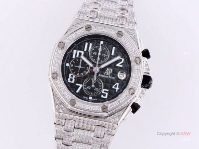 Ref 26170 Replica Audemars Piguet Royal Oak Silver Diamond Chronograph Watch 42mm